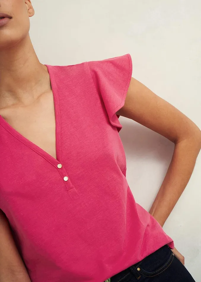 Women Pippa Cotton Slub Top Zinnia Pink Hobbs Tops