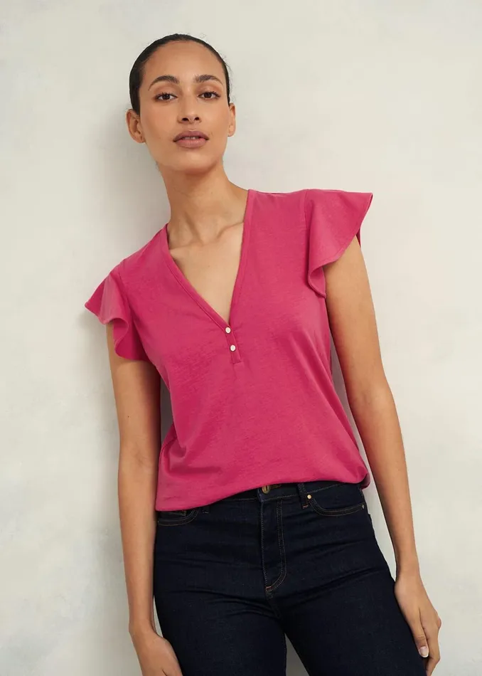 Women Pippa Cotton Slub Top Zinnia Pink Hobbs Tops