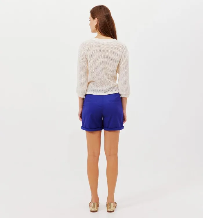 Women Pleat Shorts Belt 8211 Blue Promod Shorts Women Pleat Shorts Belt 8211 Blue Promod Shorts