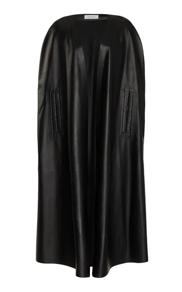 Women Ponchos and Capes Gabriela Hearst Lindlow Cape In Black Nappa Leather