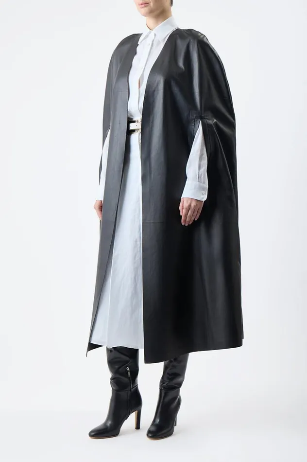 Women Ponchos and Capes Gabriela Hearst Lindlow Cape In Black Nappa Leather