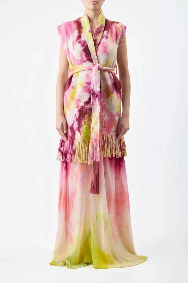 Women Ponchos and Capes Gabriela Hearst Teagan Knit Vest In Multi Tie Dye Cashmere