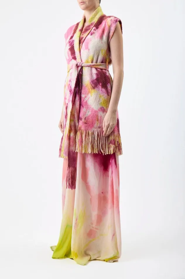Women Ponchos and Capes Gabriela Hearst Teagan Knit Vest In Multi Tie Dye Cashmere