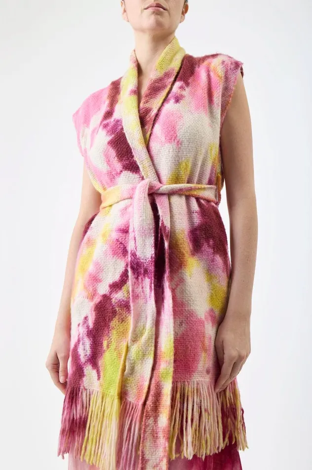 Women Ponchos and Capes Gabriela Hearst Teagan Knit Vest In Multi Tie Dye Cashmere