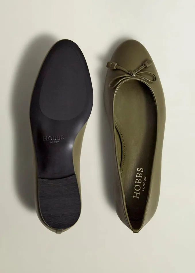 Women Priya Leather Ballerina Oregano Green Hobbs Flats