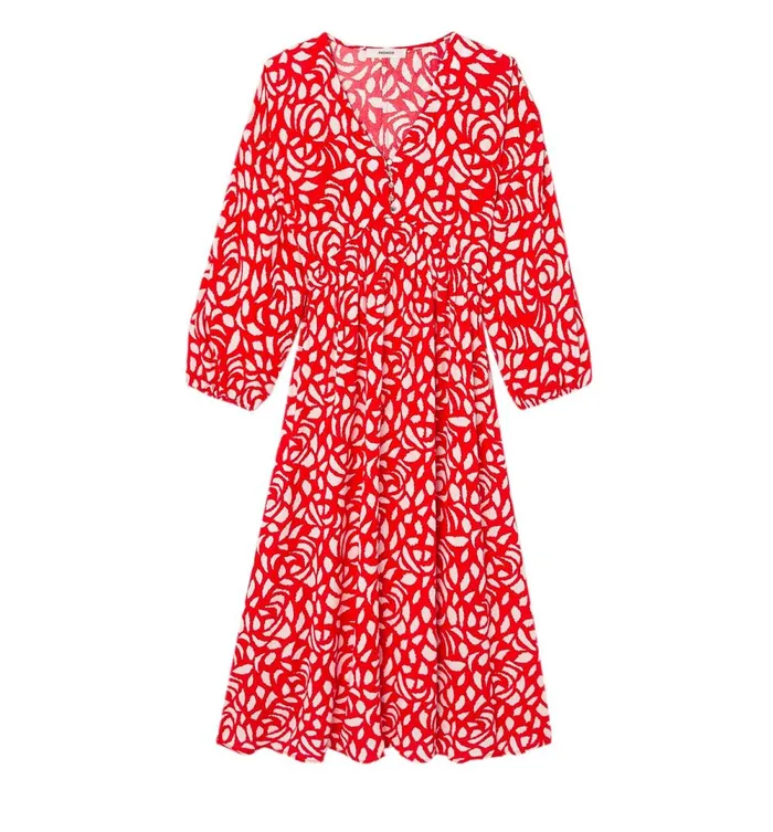 Women PuffSleeved Dress 8211 Red Print Promod Dresses