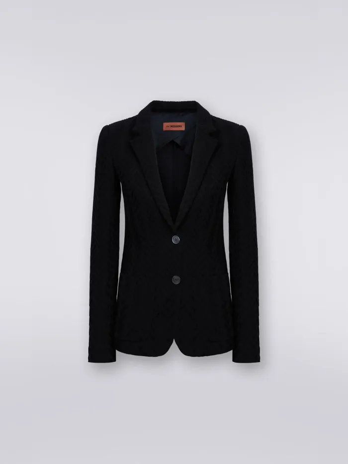 Women Raschel Knit Cotton And Viscose Blazer Black Missoni Coats and Jackets