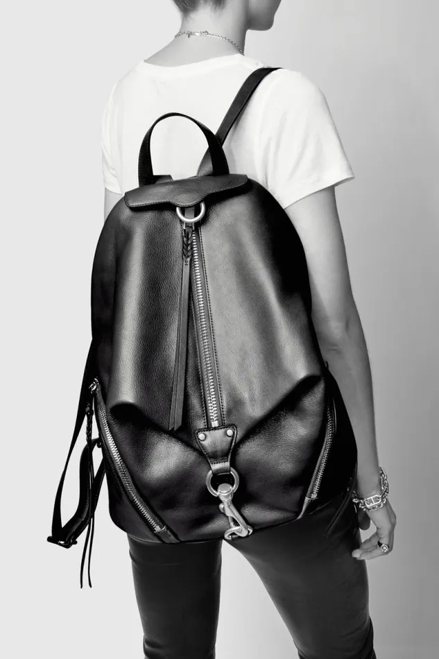 Women Rebecca Minkoff Backpacks Jumbo Julian Zipped Nylon Backpack Black