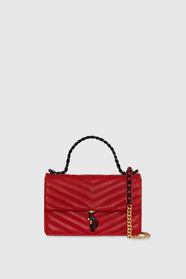 Women Rebecca Minkoff Crossbody Bags Edie Mini Crossbody On A Chain Seduction Red