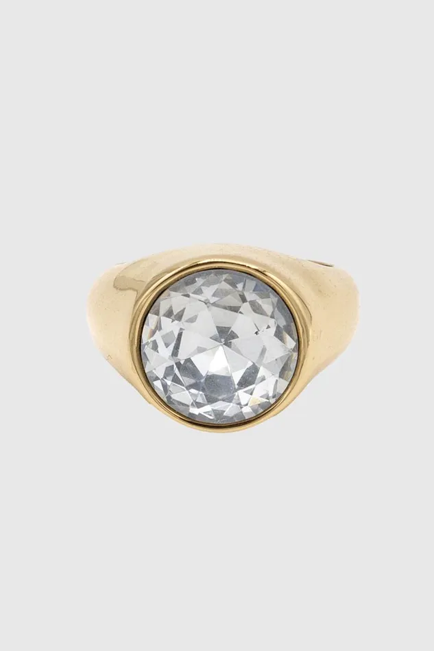 Women Rebecca Minkoff Jewelry Stone Ring Shiny Gold