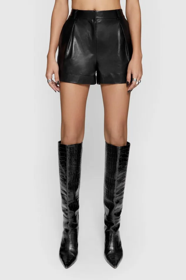 Women Rebecca Minkoff Leather Rivington Short Black Women Rebecca Minkoff Leather Rivington Short Black