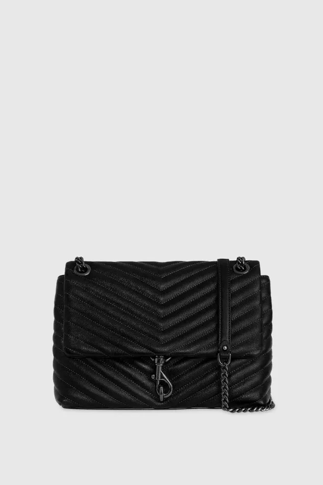 Women Rebecca Minkoff Shoulder Bags Edie Flap Shoulder Bag Blackgunmetal