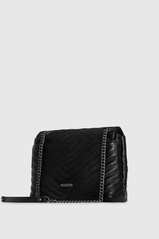 Women Rebecca Minkoff Shoulder Bags Edie Flap Shoulder Bag Blackgunmetal Women Rebecca Minkoff Shoulder Bags Edie Flap Shoulder Bag Blackgunmetal