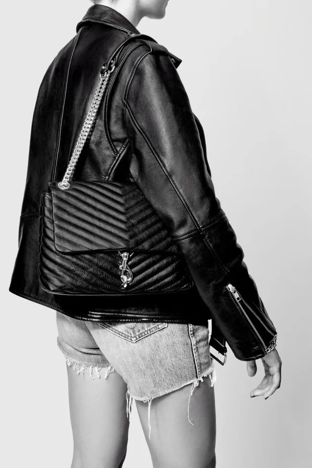 Women Rebecca Minkoff Shoulder Bags Edie Flap Shoulder Bag Blackgunmetal Women Rebecca Minkoff Shoulder Bags Edie Flap Shoulder Bag Blackgunmetal