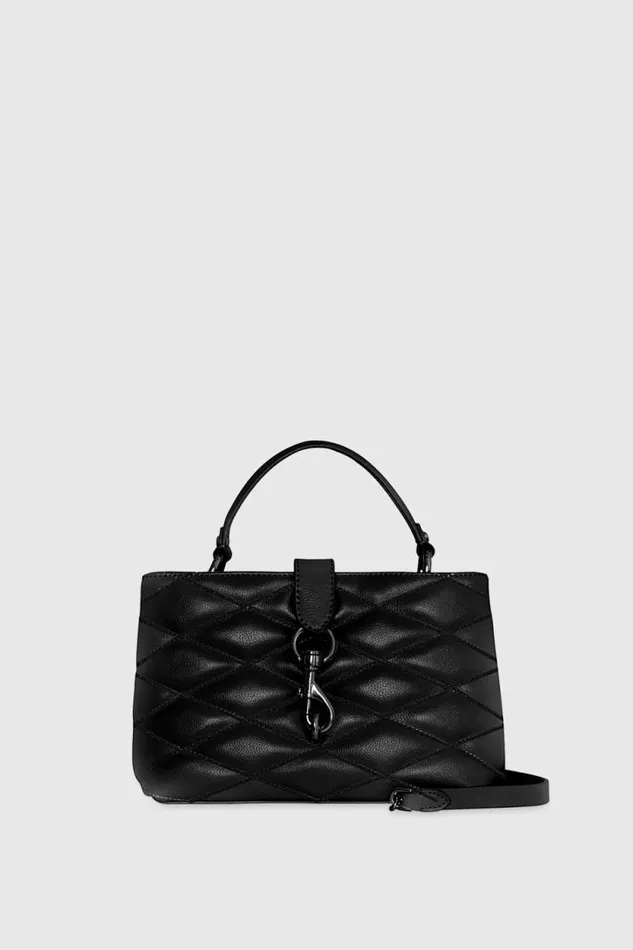 Women Rebecca Minkoff Top Handle Bags Edie Top Handle Satchel With Diamond Quilt Black