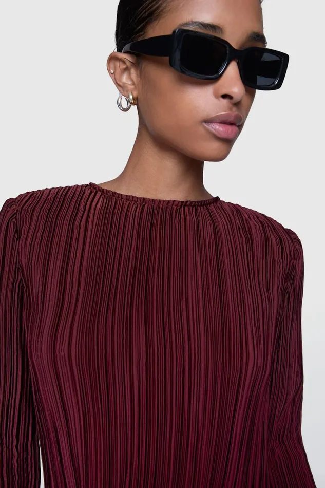 Women Rebecca Minkoff Tops Calista Pleated Top Lacquer Women Rebecca Minkoff Tops Calista Pleated Top Lacquer