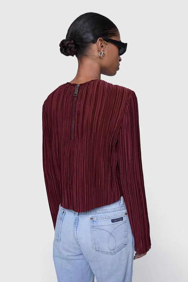 Women Rebecca Minkoff Tops Calista Pleated Top Lacquer Women Rebecca Minkoff Tops Calista Pleated Top Lacquer