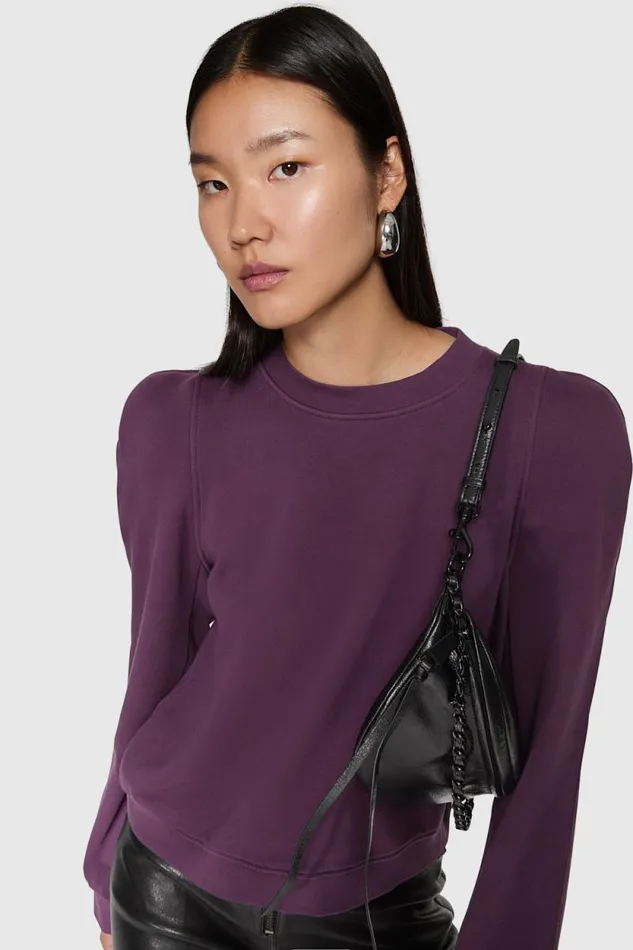 Women Rebecca Minkoff Tops Jade Sculpted Sweatshirt Currant Women Rebecca Minkoff Tops Jade Sculpted Sweatshirt Currant