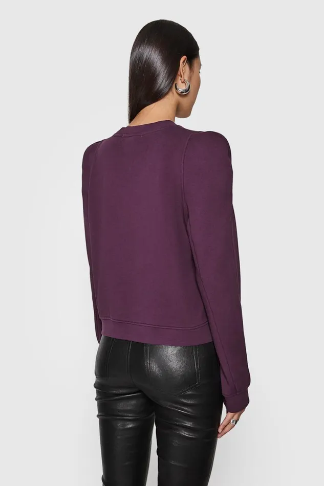 Women Rebecca Minkoff Tops Jade Sculpted Sweatshirt Currant Women Rebecca Minkoff Tops Jade Sculpted Sweatshirt Currant