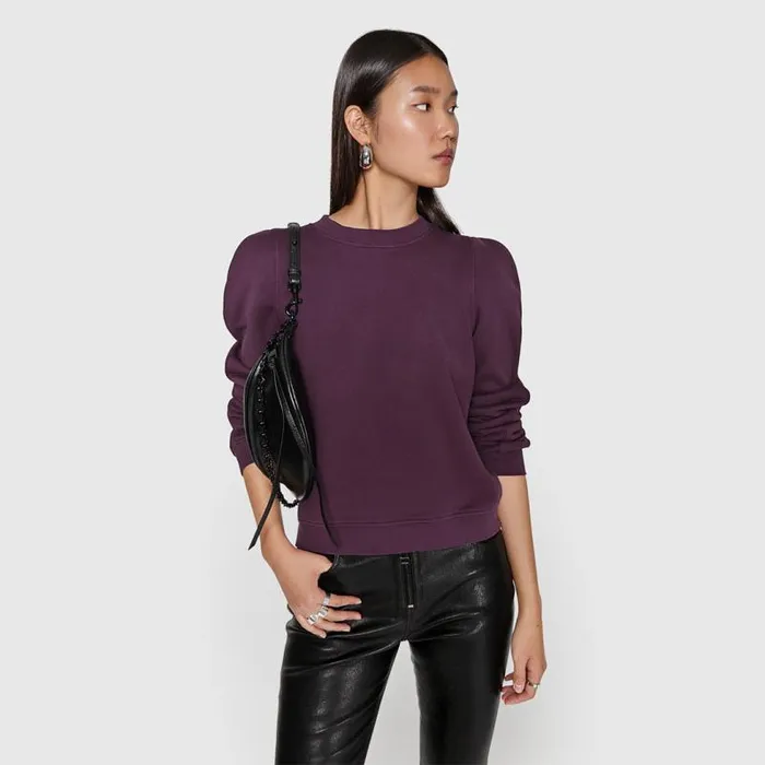 Women Rebecca Minkoff Tops Jade Sculpted Sweatshirt Currant Women Rebecca Minkoff Tops Jade Sculpted Sweatshirt Currant