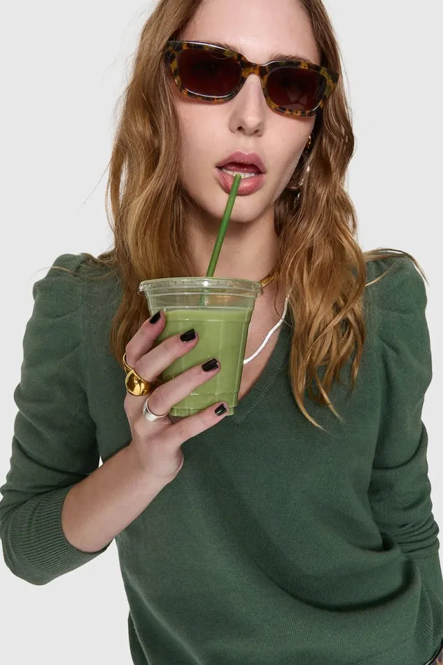 Women Rebecca Minkoff Tops Janine Sweater Basil Women Rebecca Minkoff Tops Janine Sweater Basil