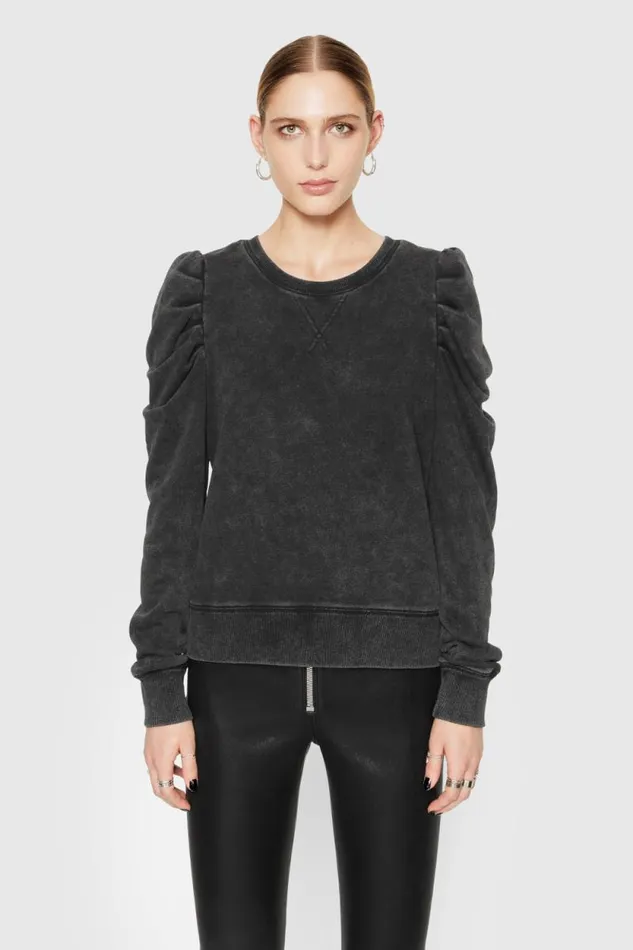 Women Rebecca Minkoff Tops Janine Sweatshirt Acid Wash Black