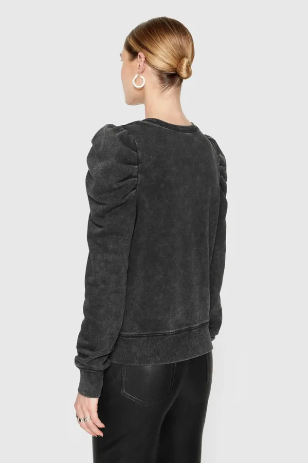 Women Rebecca Minkoff Tops Janine Sweatshirt Acid Wash Black