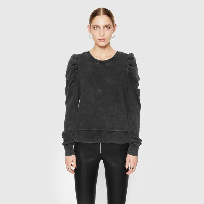 Women Rebecca Minkoff Tops Janine Sweatshirt Acid Wash Black