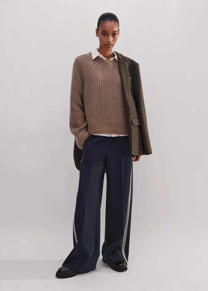 Women Regular Length WideLeg Side Stripe Track Pant Navy MEEM