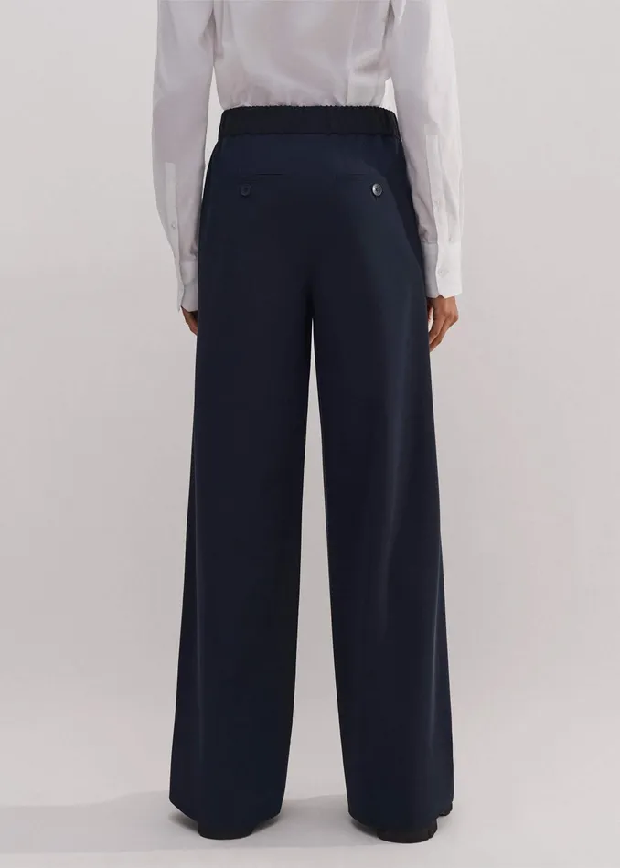 Women Regular Length WideLeg Side Stripe Track Pant Navy MEEM