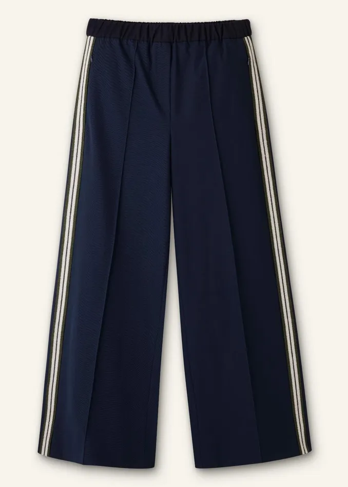 Women Regular Length WideLeg Side Stripe Track Pant Navy MEEM