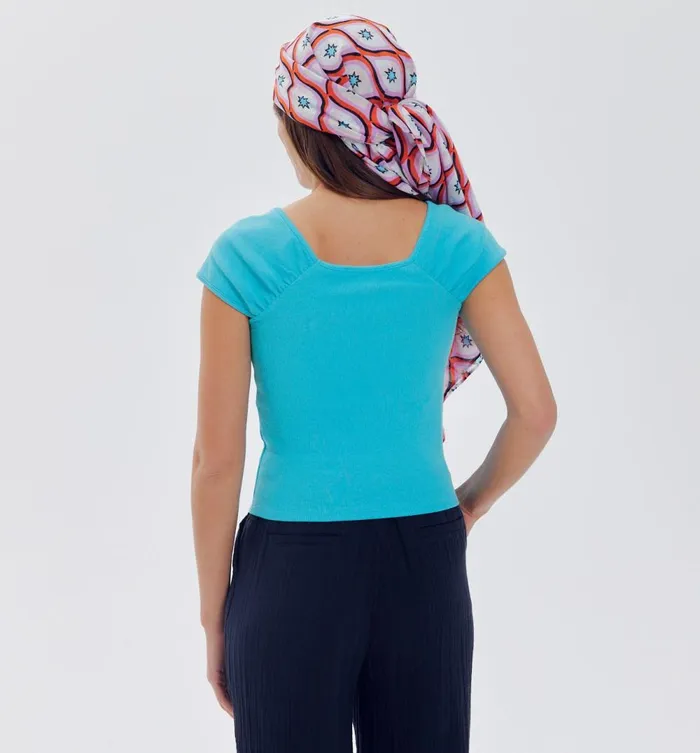 Women Ribbed Jersey Top 8211 Turquoise Promod Tops Women Ribbed Jersey Top 8211 Turquoise Promod Tops