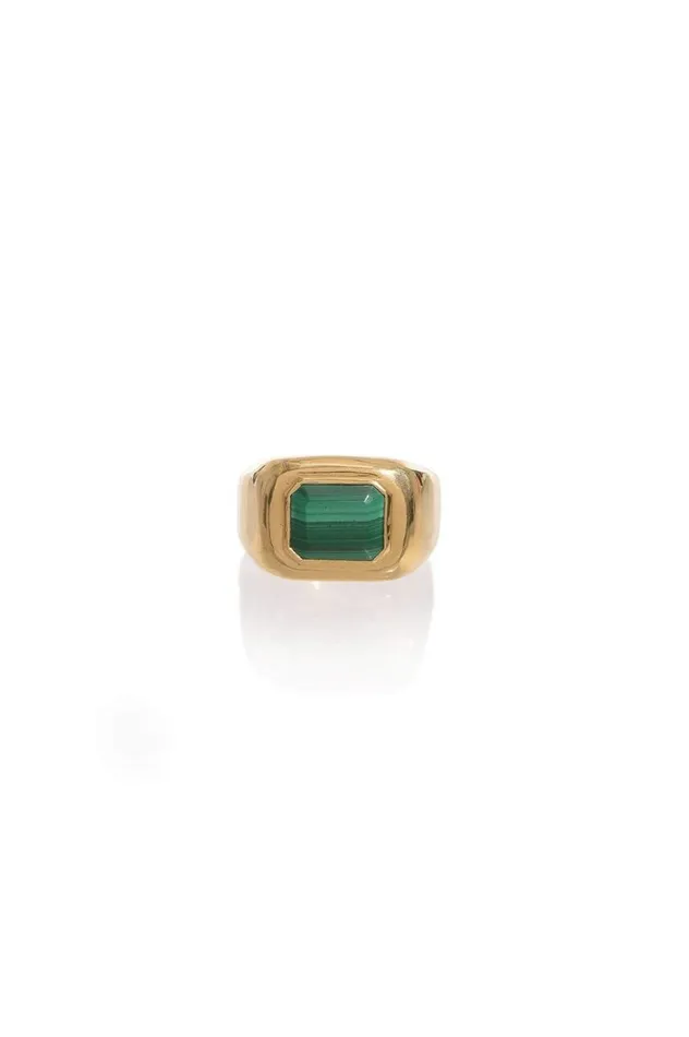 Women Rings Gabriela Hearst Large Ring In 18K Gold and Malachite Stone