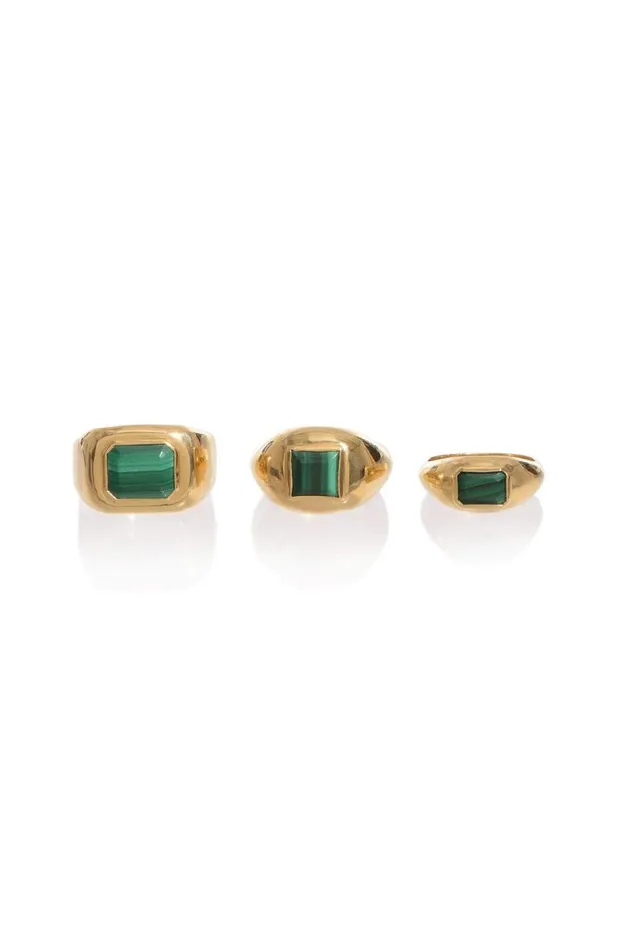Women Rings Gabriela Hearst Large Ring In 18K Gold and Malachite Stone