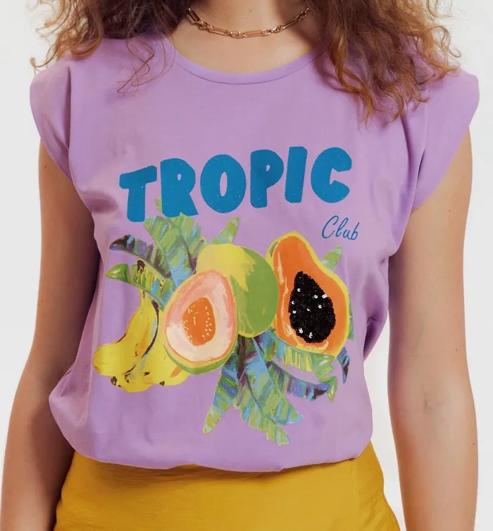 Women RoundNeck Top 8211 Lilas Prints Promod Tops