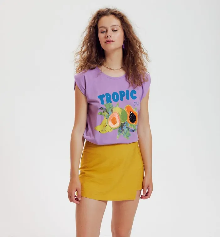 Women RoundNeck Top 8211 Lilas Prints Promod Tops Women RoundNeck Top 8211 Lilas Prints Promod Tops