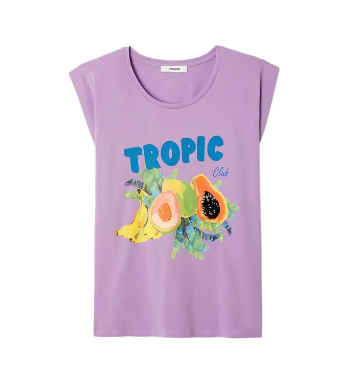 Women RoundNeck Top 8211 Lilas Prints Promod Tops Women RoundNeck Top 8211 Lilas Prints Promod Tops