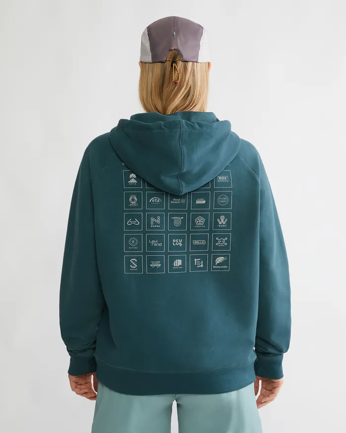 Women Runa Elements Organic Cotton Hoodie Dark Deep Sea Klttermusen Fleeces and Sweaters