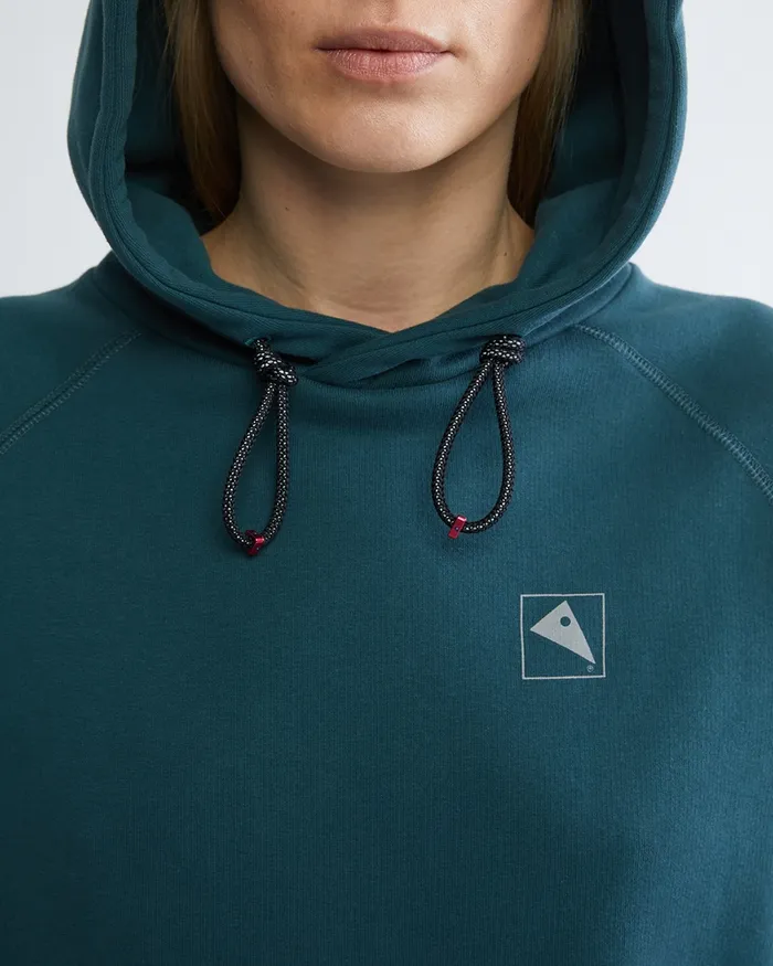 Women Runa Elements Organic Cotton Hoodie Dark Deep Sea Klttermusen Fleeces and Sweaters