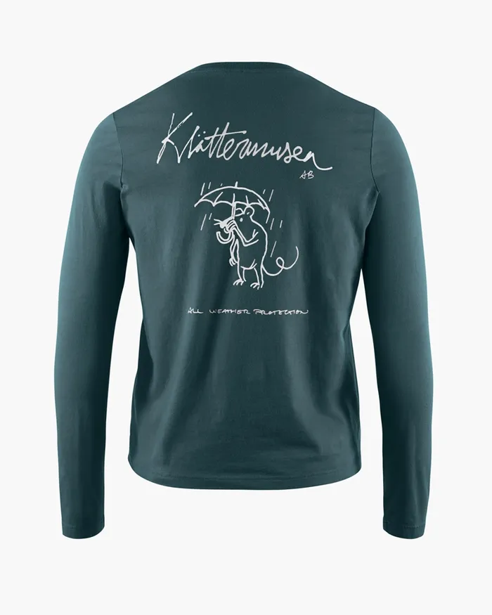 Women Runa Rain Mouse Organic Cotton Long Sleeve Tee Dark Deep Sea Klttermusen TShirts