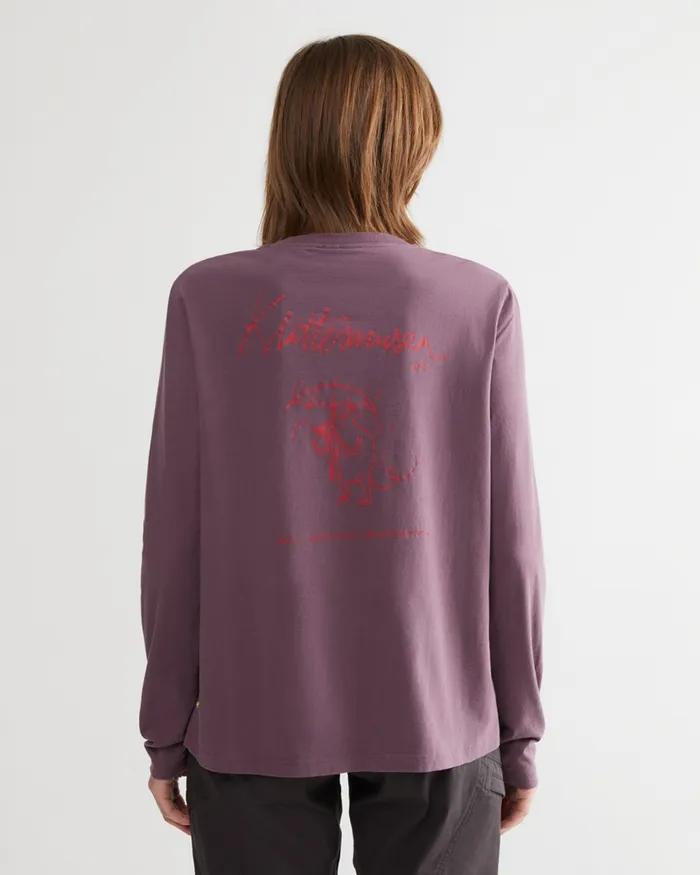 Women Runa Rain Mouse Organic Cotton Long Sleeve Tee Dark Deep Sea Klttermusen TShirts