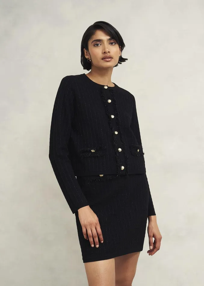 Women Sairey Knitted Jacket Black Hobbs Jumpers and Cardigans
