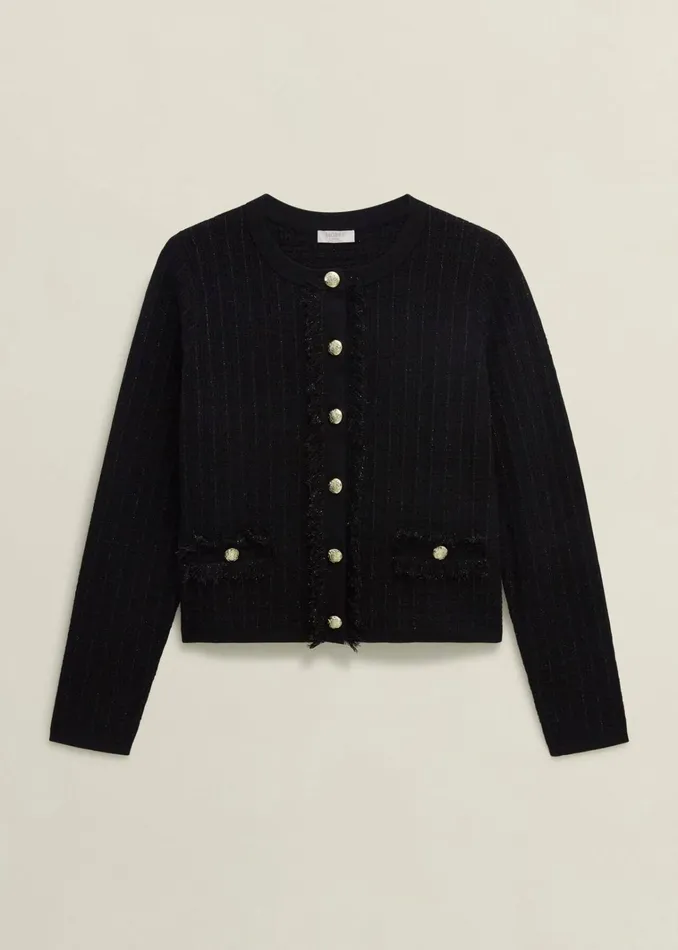 Women Sairey Knitted Jacket Black Hobbs Jumpers and Cardigans