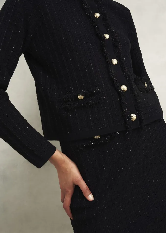 Women Sairey Knitted Jacket Black Hobbs Jumpers and Cardigans