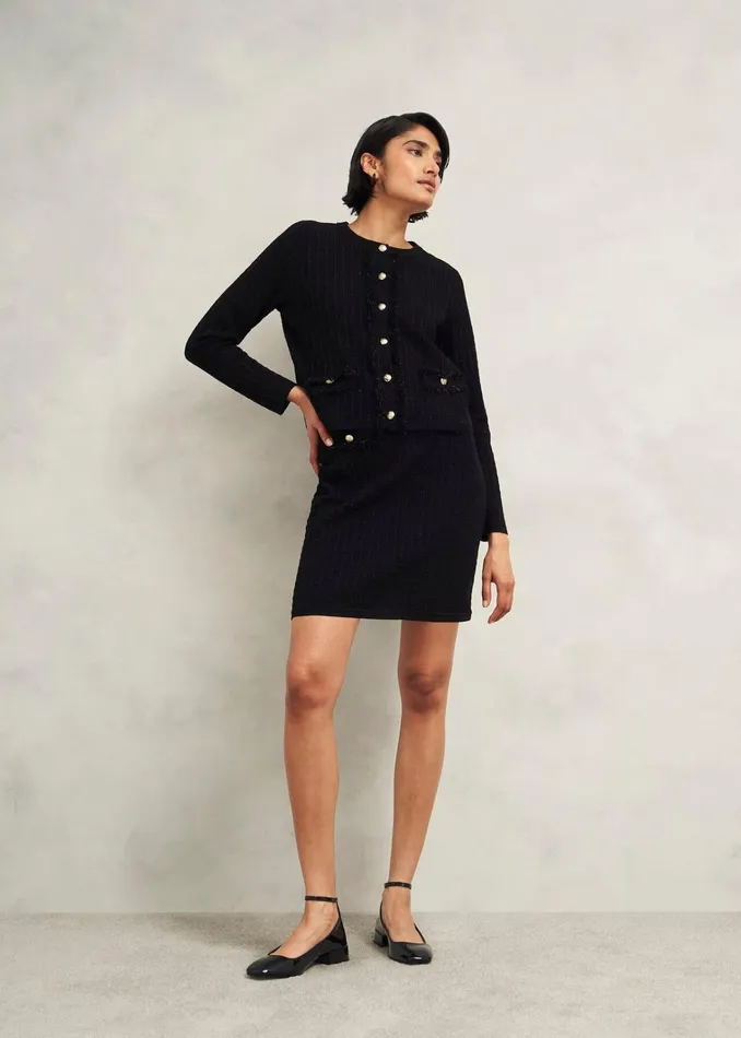 Women Sairey Knitted Jacket Black Hobbs Jumpers and Cardigans