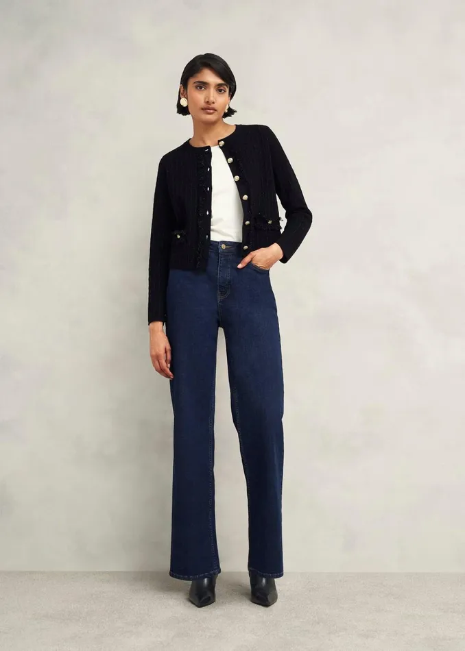 Women Sairey Knitted Jacket Black Hobbs Jumpers and Cardigans