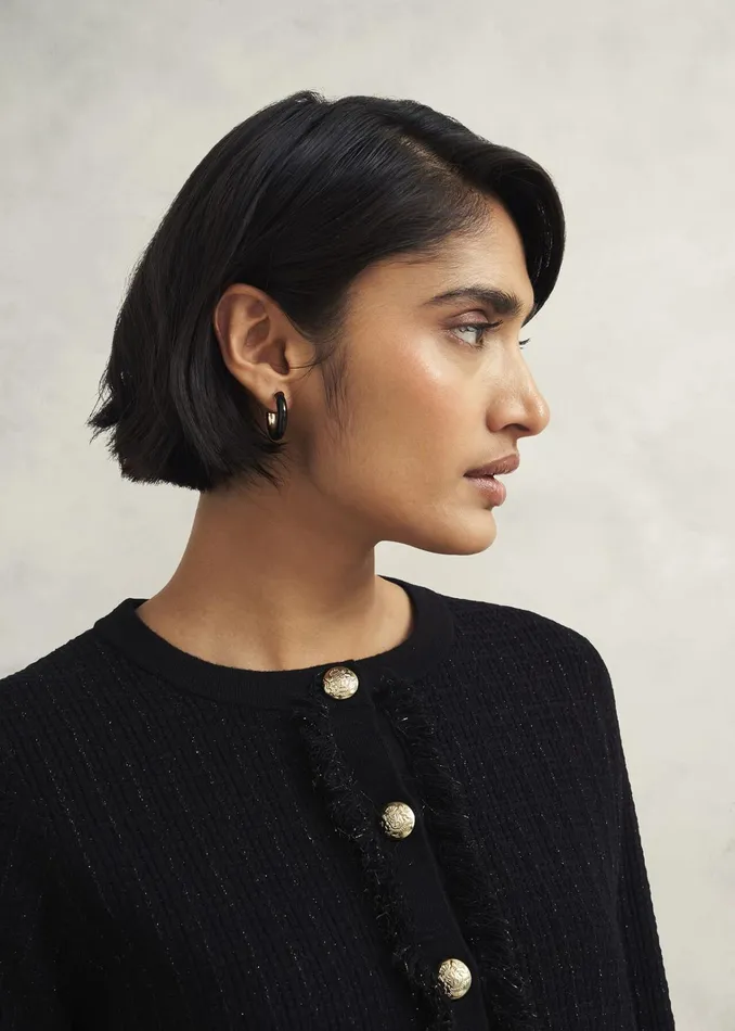 Women Sairey Knitted Jacket Black Hobbs Jumpers and Cardigans