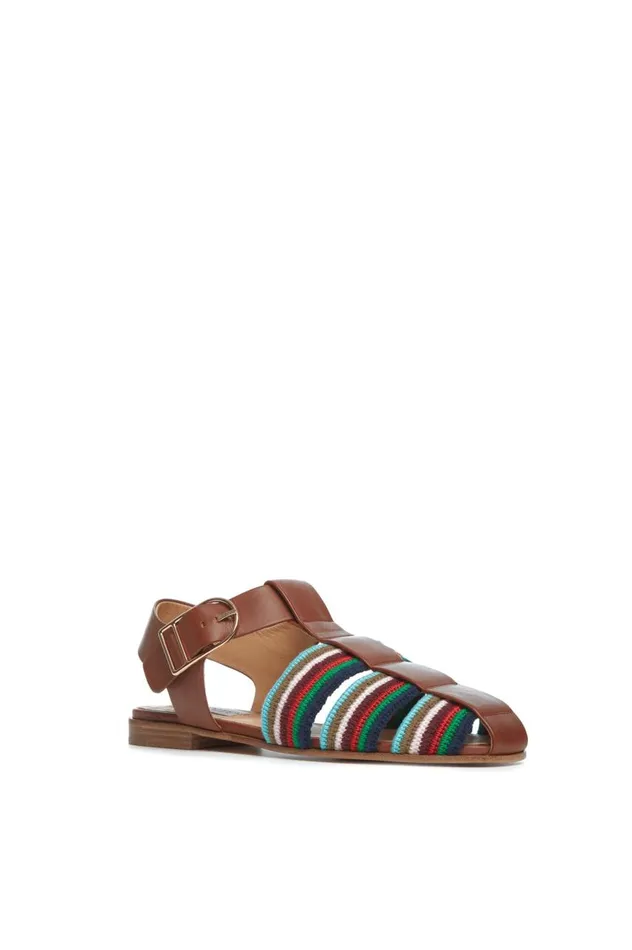 Women Sandals Gabriela Hearst Calla Sandal In Cognac Multi Leather Crochet