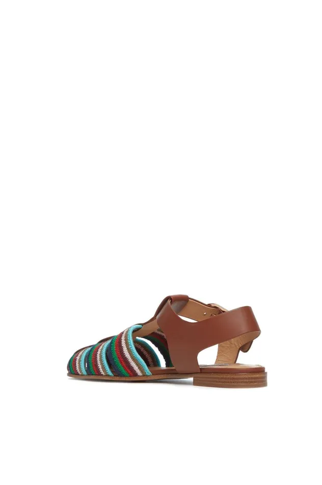 Women Sandals Gabriela Hearst Calla Sandal In Cognac Multi Leather Crochet
