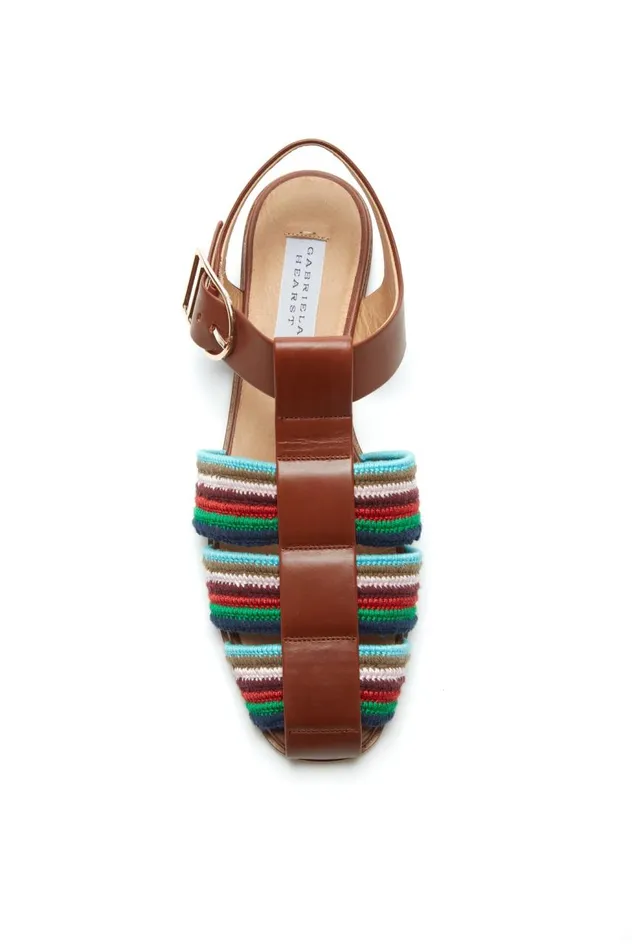 Women Sandals Gabriela Hearst Calla Sandal In Cognac Multi Leather Crochet